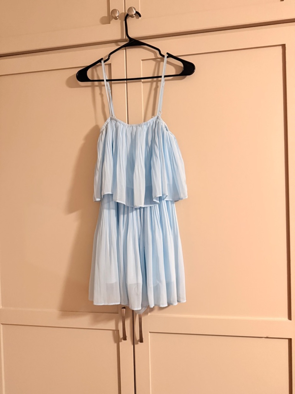 Light Blue Girls' Chiffon Sundress with Spaghetti Straps